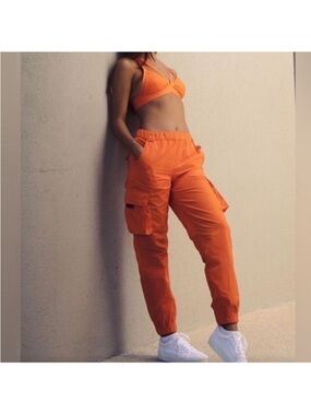 ALO It girl cargo nylonOrange Cargo Jogger Pants Casual Utility Style xs